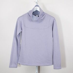 Apana Womens Purple Mock Neck‎ Long Sleeve Fleece Pullover Top Size M